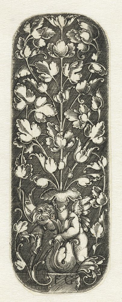 Ornament met putto en vaas (1530 - 1540) by Monogrammist FG and Heinrich Aldegrever