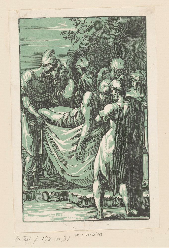 Graflegging van Christus (1725) by Anton Maria I Zanetti and Parmigianino