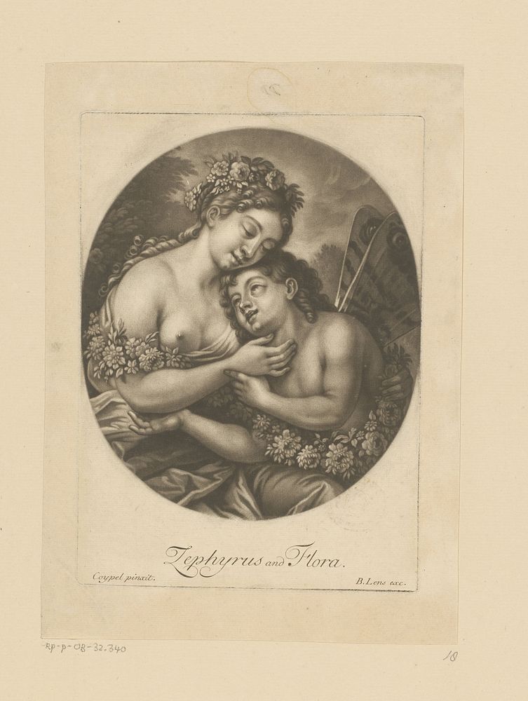 Zephyrus en Flora (1671 - 1725) by Bernard Lens II and Antoine Coypel
