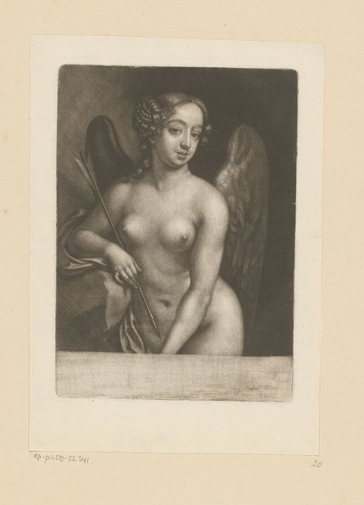 Naakte vrouw met vleugels en pijl (1669 - 1725) by Bernard Lens II