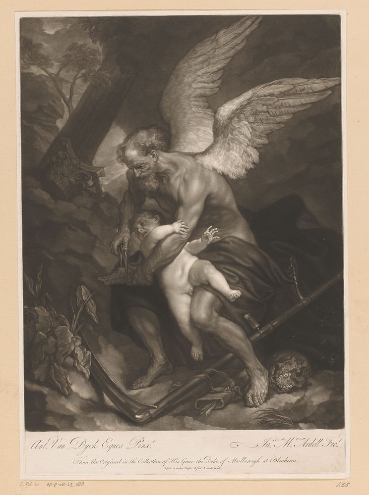 Tijd knipt de vleugels van Cupido (c. 1745 - 1765) by James McArdell and Anthony van Dyck