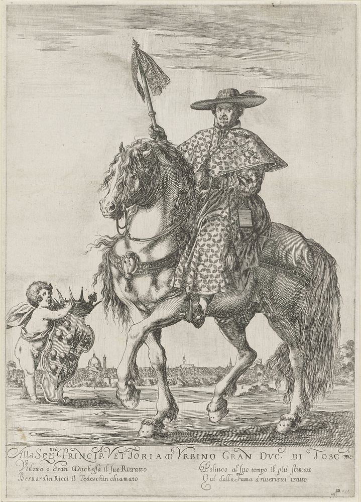 Portret van Bernardino Ricci te paard (1620 - 1664) by Stefano della Bella and Stefano della Bella