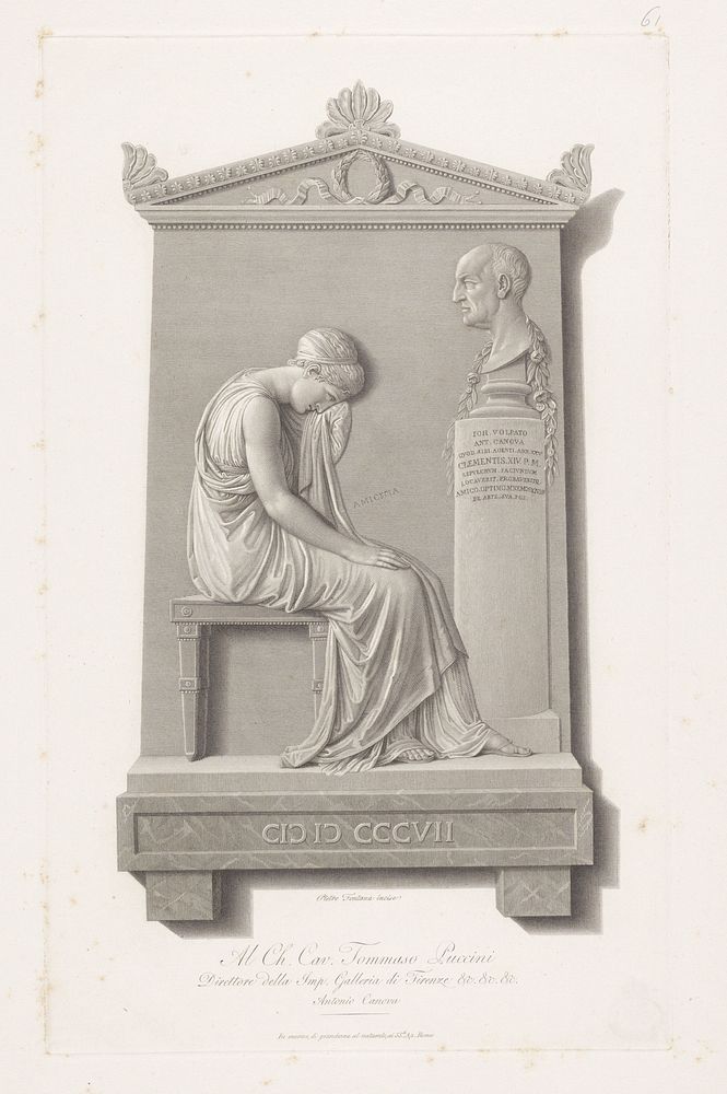 Grafstèle van Giovanni Volpato (1807 - 1837) by Pietro Fontana, Antonio Canova, Antonio Canova and Tommaso Puccini