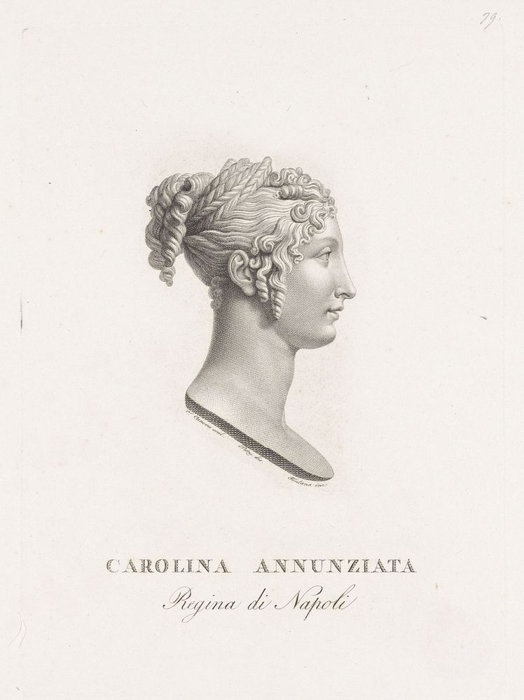 Portretbuste van Carolina Bonaparte (1773 - 1837) by Pietro Fontana, Pozzi and Antonio Canova