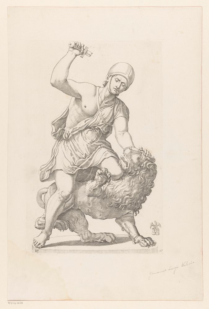 Standbeeld van een gladiator in gevecht met een leeuw (1636) by Giovanni Luigi Valesio