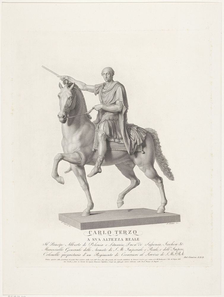 Ruiterstandbeeld van Karel III van Spanje (1772 - 1837) by Pietro Fontana, Giovanni Tognolli, Antonio Canova and Antonio…