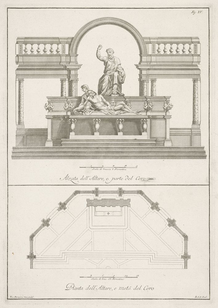 Altaar en koor in het Battistero di San Giovanni te Florence (1733 - 1755) by Bernardo Sansone Sgrilli and Vincelaus Ramponi