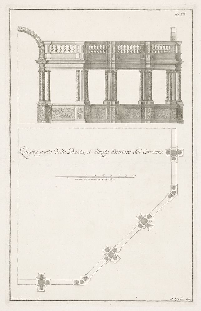 Opbouw en dwarsdoorsnede van het koor in het Battistero di San Giovanni te Florence (1733 - 1755) by Bernardo Sansone…
