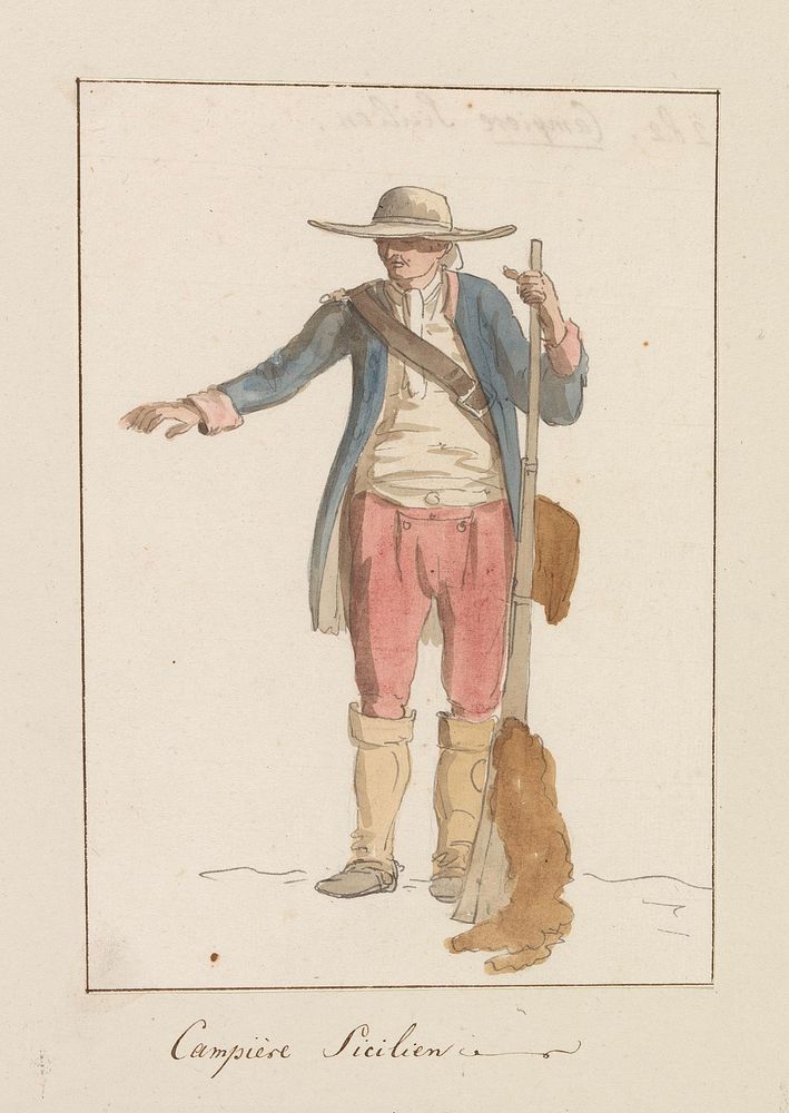 Sicileense man in plaatselijk klederdracht (1778) by Louis Ducros