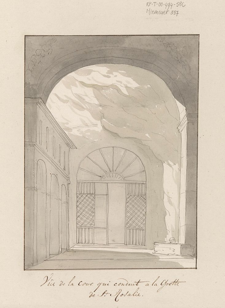 Binnenplaats welke leidt naar de grot van Santa Rosalia (1778) by Louis Ducros