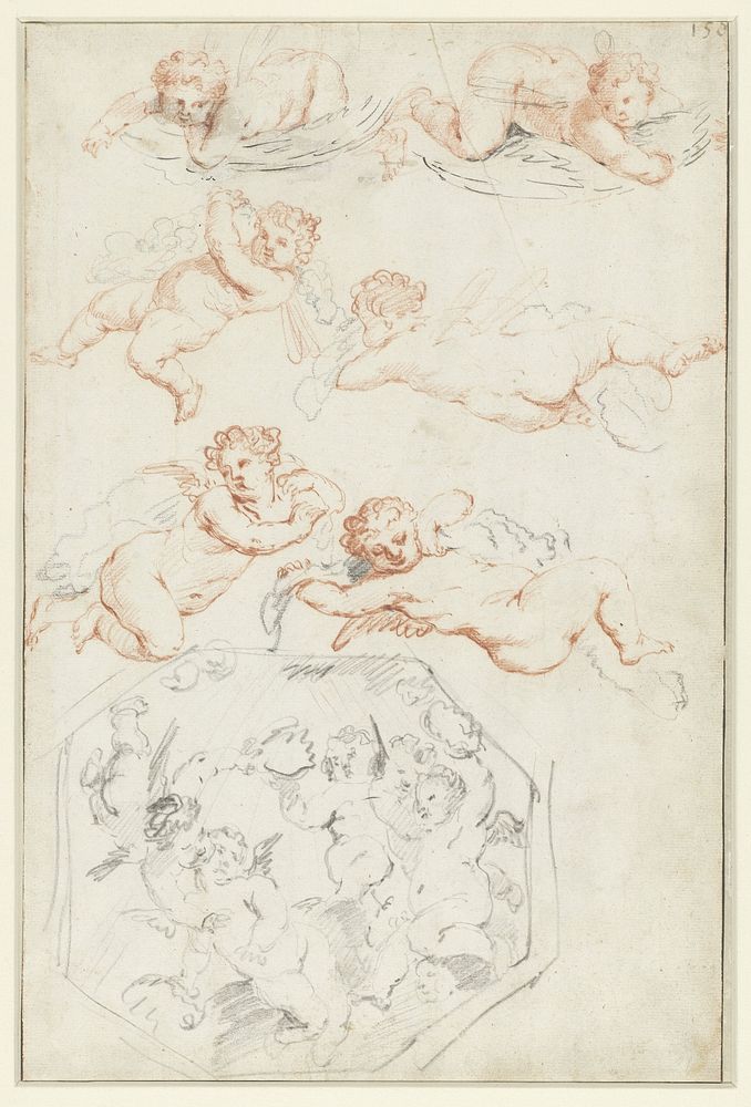 Studies van putti (1700 - 1800) by anonymous, Peter Paul Rubens and Jean Antoine Watteau