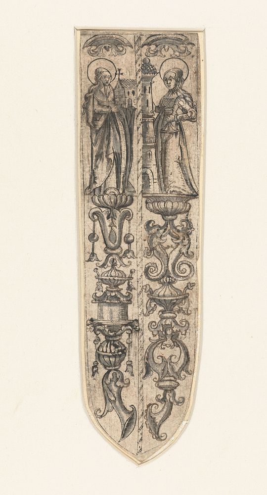 Ontwerp voor een dolkschede (1400 - 1500) by Monogrammist AS 15e eeuw