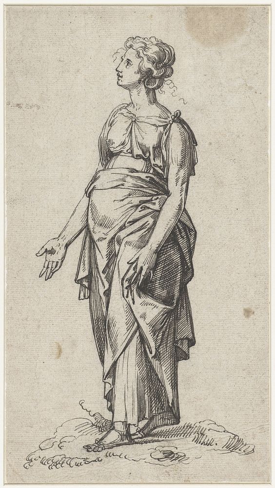 Lopende vrouw, naar links (1500 - 1600) by anonymous