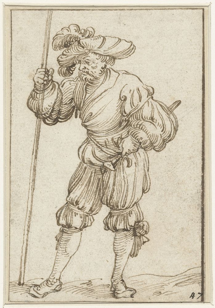 Staande landsknecht (1510 - 1550) by Hans Sebald Beham and Jörg Breu