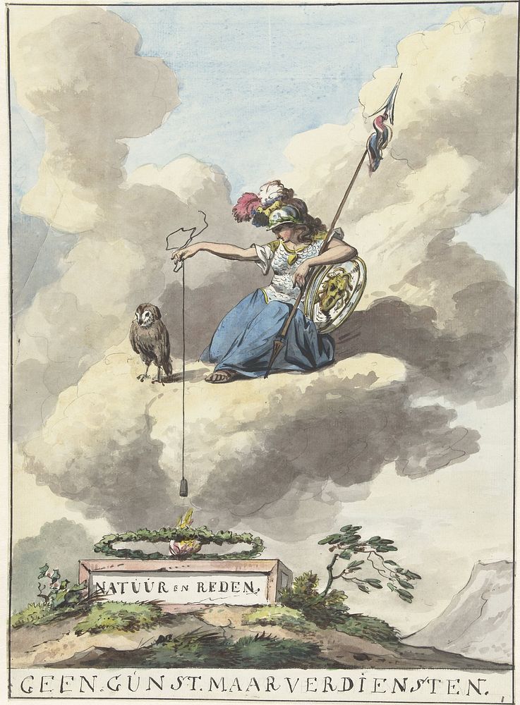 Ontwerp voor de decoratie Kunsten en Wetenschappen op de Noordermarkt (1795) by anonymous and Jurriaan Andriessen