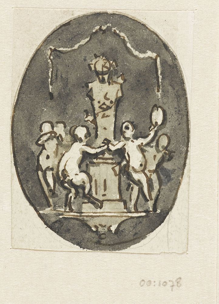 Putti dansend rond een herme (1752 - 1819) by Jurriaan Andriessen