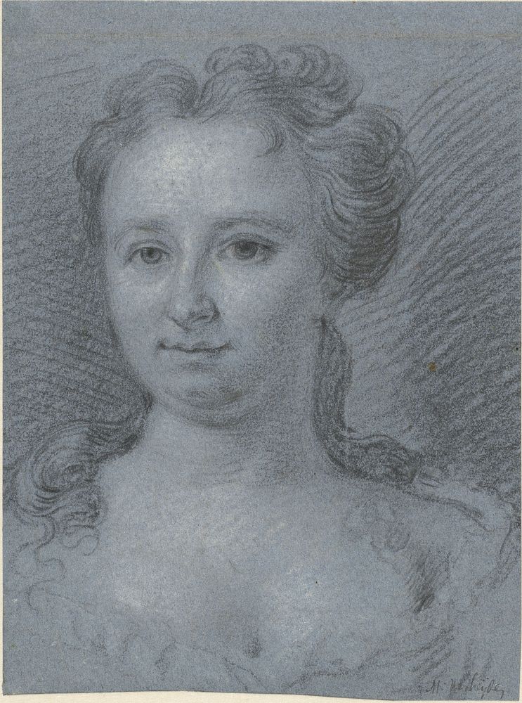 Portret van een mejuffrouw Swiers geboren Moleneyser (1710 - 1777) by Mattheus Verheyden