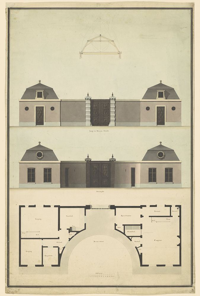 Ontwerp voor een poortgebouw annex kantoor (1792) by Abraham van der Hart and Abraham van der Hart