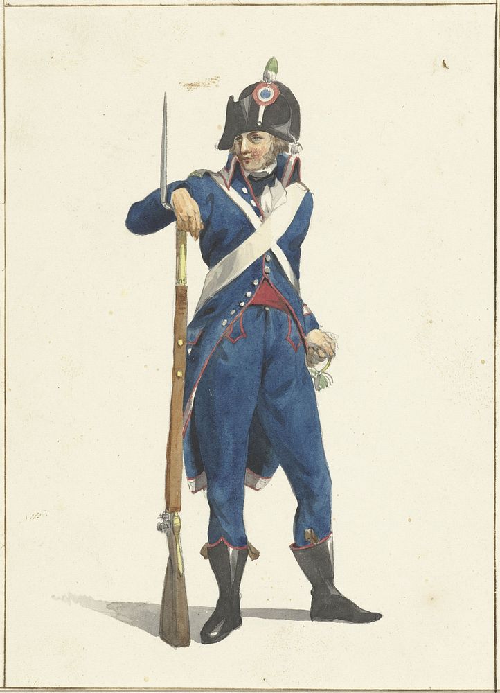 Member of the Rotterdam armed citizen force with a rifle (1758 - 1805) by Dirk Langendijk