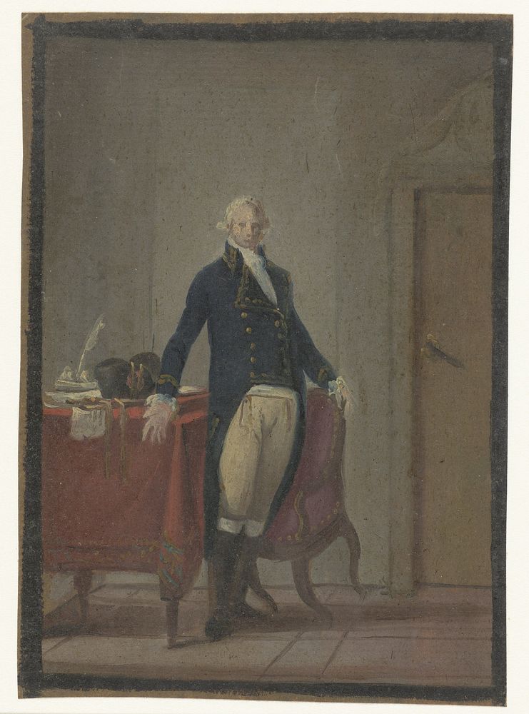 Staande man voor zijn schrijftafel (1700 - 1800) by anonymous