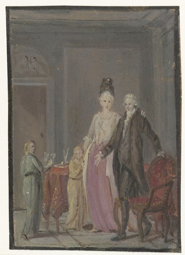 Familiegroep in interieur (1700 - 1800) by anonymous