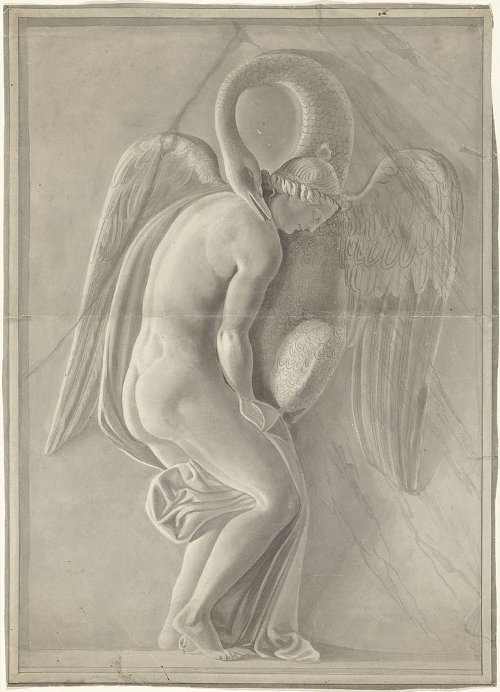 Reliëf met Leda en de zwaan (1700 - 1800) by anonymous