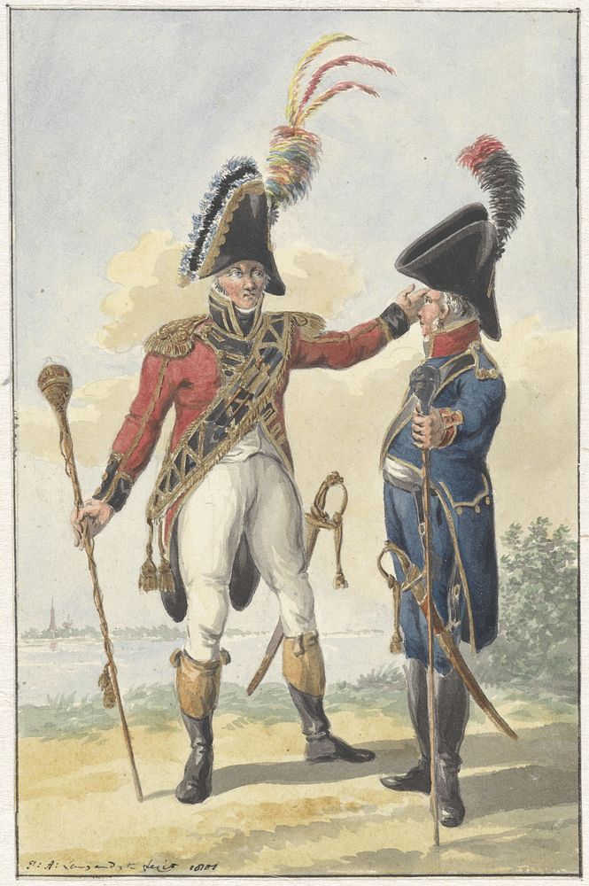 Twee staande officieren (1801) by Jan Anthonie Langendijk Dzn