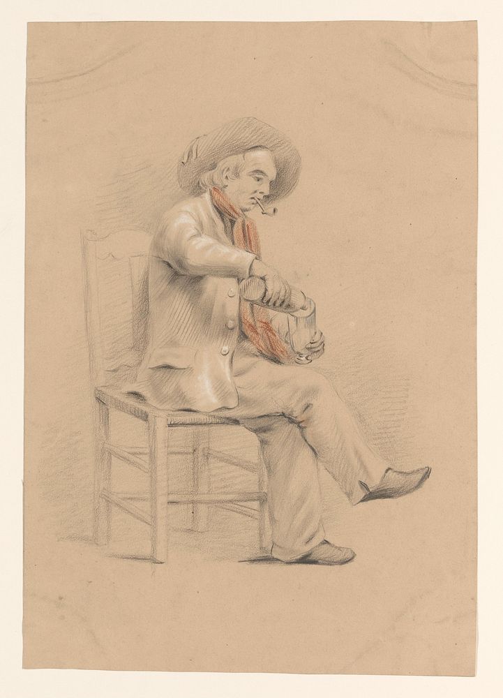 Man zittend in een stoel schenkt een glas in (1809 - 1869) by Alexander Cranendoncq