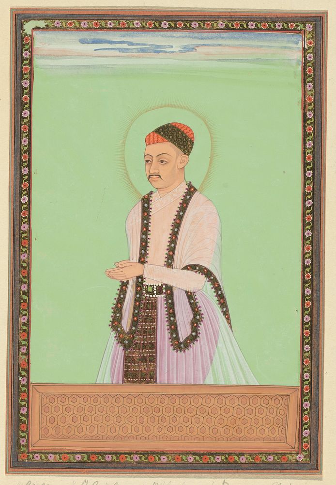 Portret van Sultan Ibrahim, zoon van Bara Malik, regeerde na zijn vader over Golconda (c. 1686) by anonymous