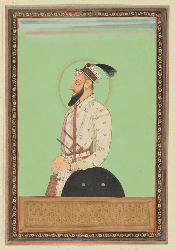 Portret van Shah Alam, zoon van Aurangzeb die na Sultanji werd geboren; hij is eerst gouverneur (subagar) van Deccan…
