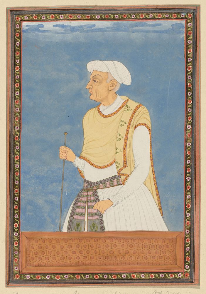 Portret van Neknam-khan; hij is vizier van Sultan Abdullah geweest en heeft gediend als legeraanvoerder (sar-lashkar) van…