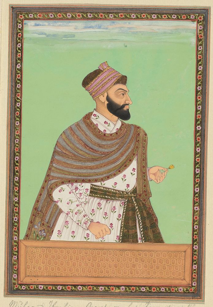 Portret van Muhammad Ibrahim; eerst heeft hij gediend als legeraanvoerder van Karnatak; vervolgens is hij commandant van de…