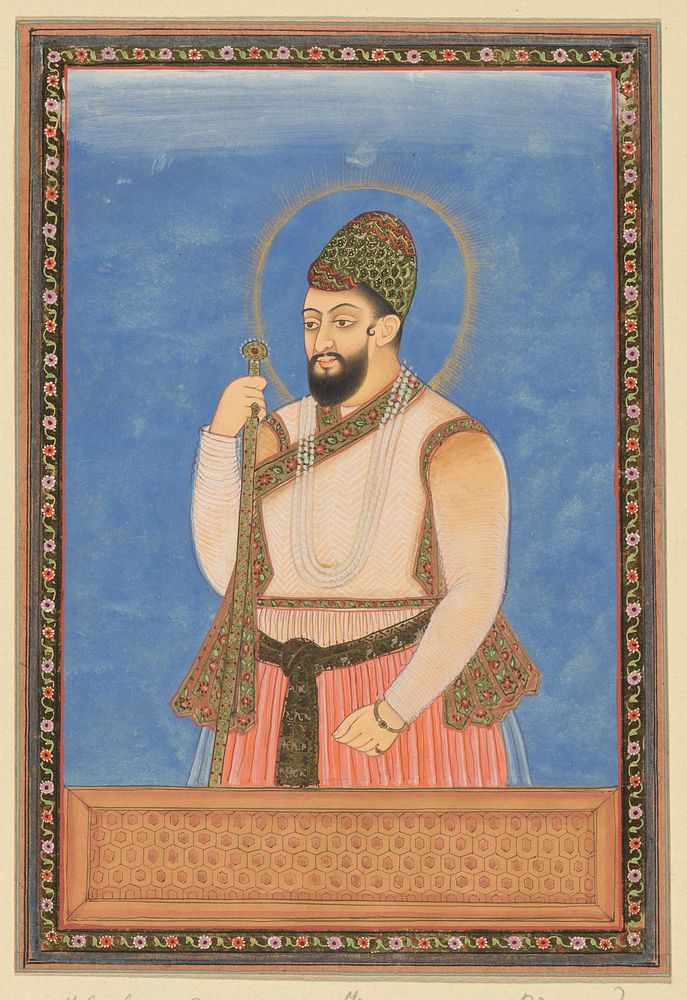 Portret van Ibrahim Adil-shah, die de eerste heerser van Bijapur is geweest (c. 1686) by anonymous