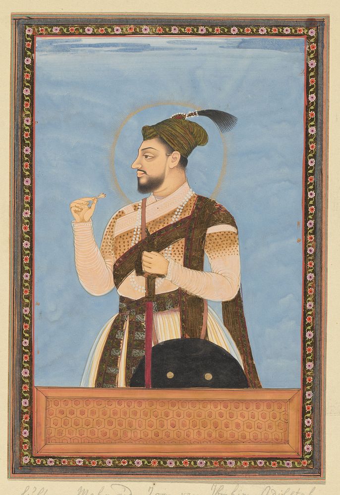 Portret van Sultan Mahmud, zoon van Ibrahim Adil-shah; na zijn vader is hij heerser over Bijapur geweest (c. 1686) by…