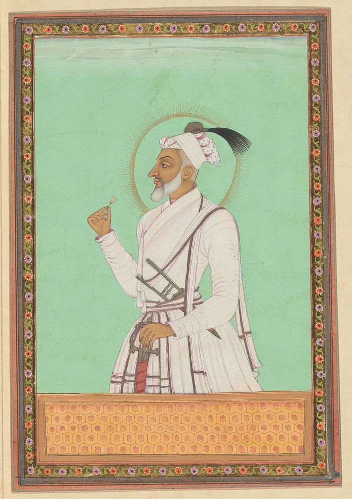 Portret van Aurangzeb, jongste zoon van Shah Jahan, die in de tijd van zijn vader regeerde over de provincie Deccan, en na…