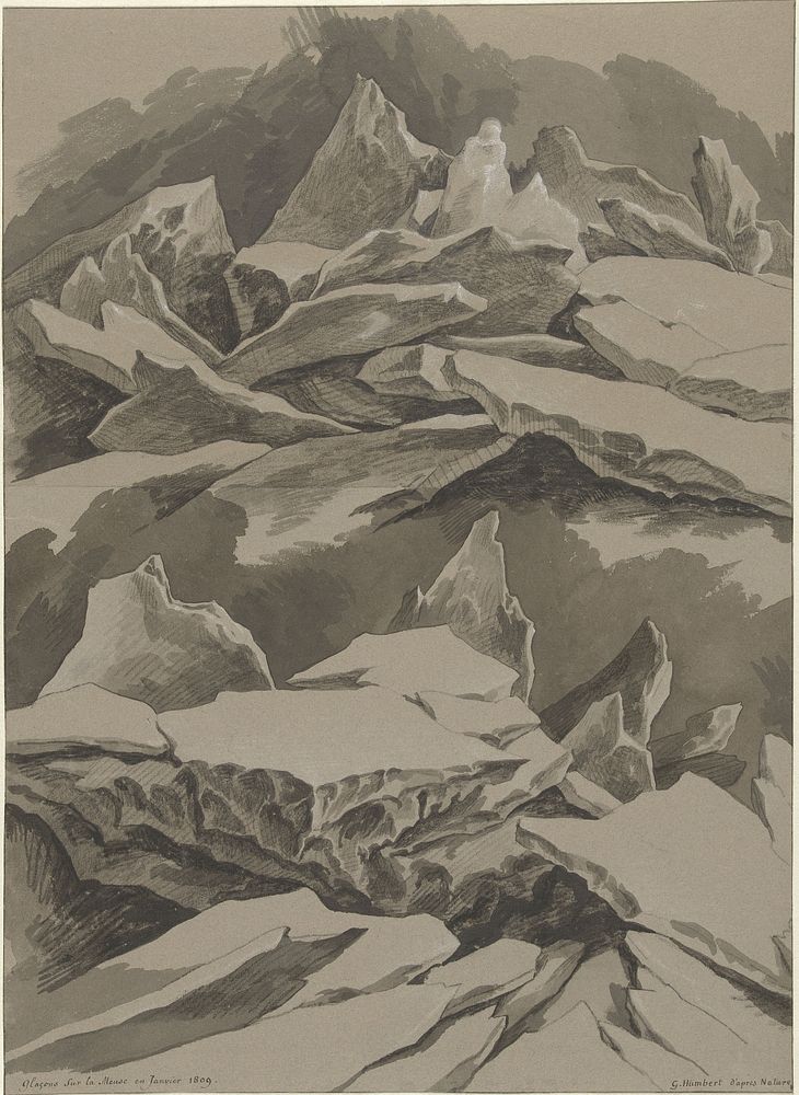 IJsschotsen op de Maas, januari 1809 (1809) by David Pièrre Giottino Humbert de Superville