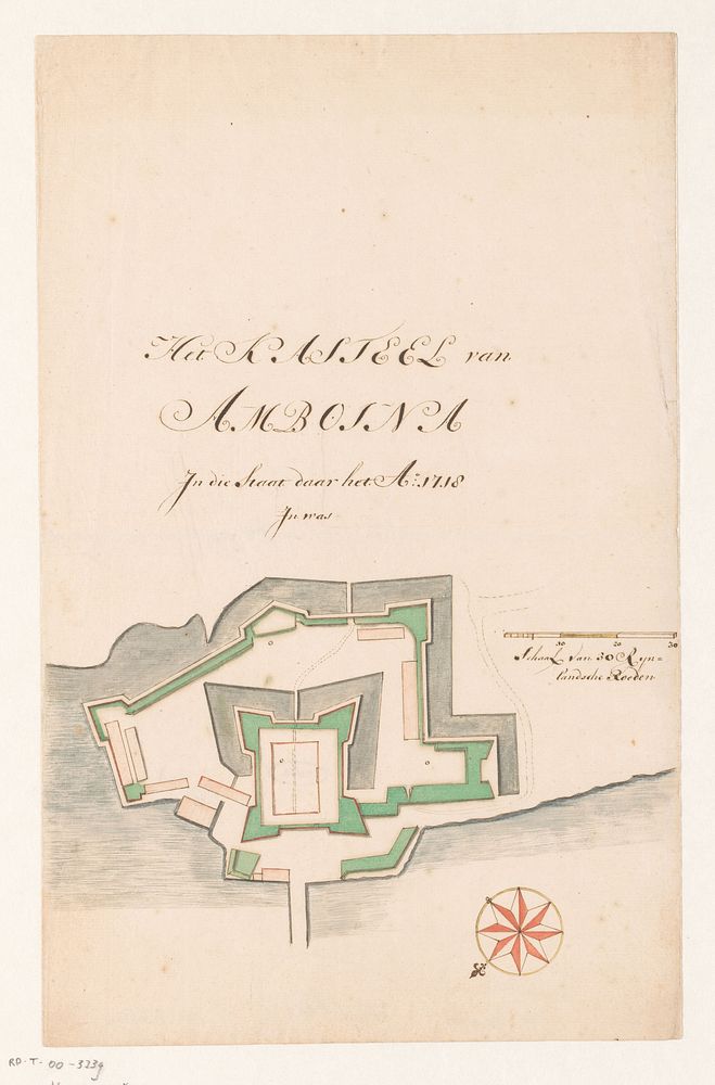 Vestingplattegrond van fort Victoria op Ambon (1718) by anonymous