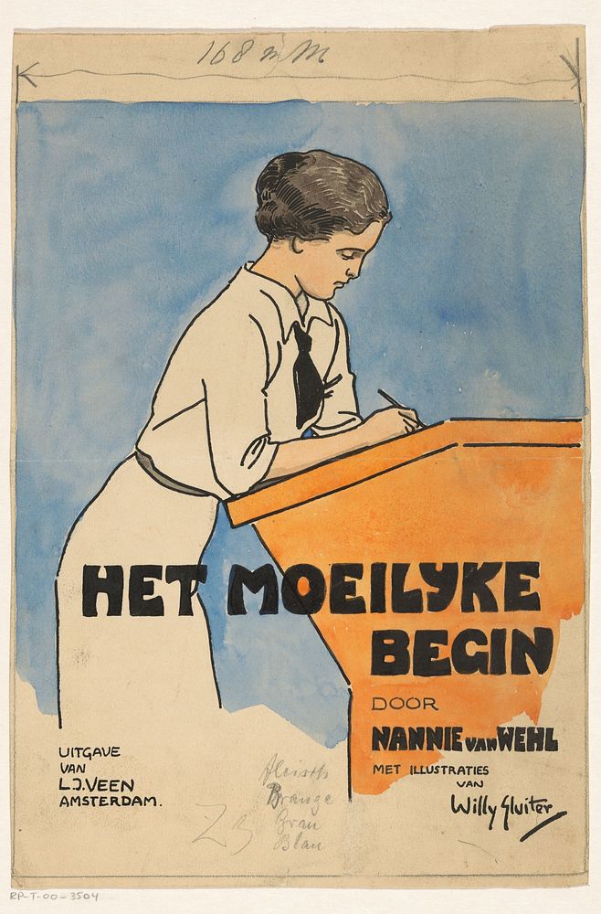 Bandontwerp voor: Nannie van Wehl, Het moeilijke begin, 1915 (in or before 1915) by Willy Sluiter