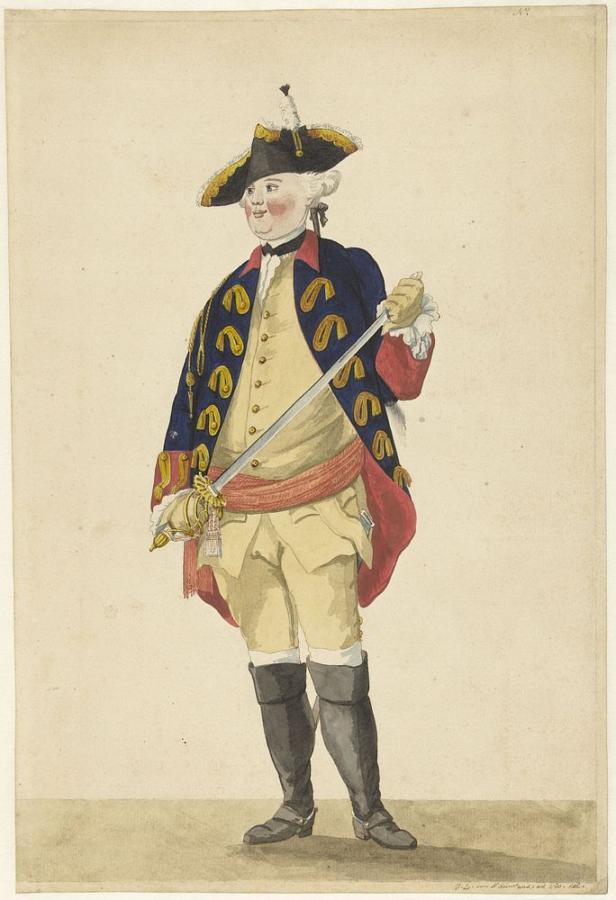 Een sous-brigadier van de Garde du Corps (1766) by Isaac Lodewijk la Fargue van Nieuwland