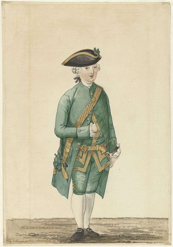 Een jager (1766) by Isaac Lodewijk la Fargue van Nieuwland