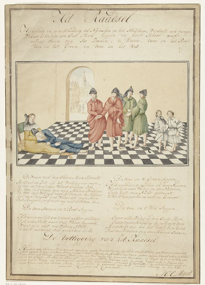 Het Nijmeegse Raadsel of het Gecompliceerde Huwelijk, 1619 (1690 - 1710) by H C Mêgert