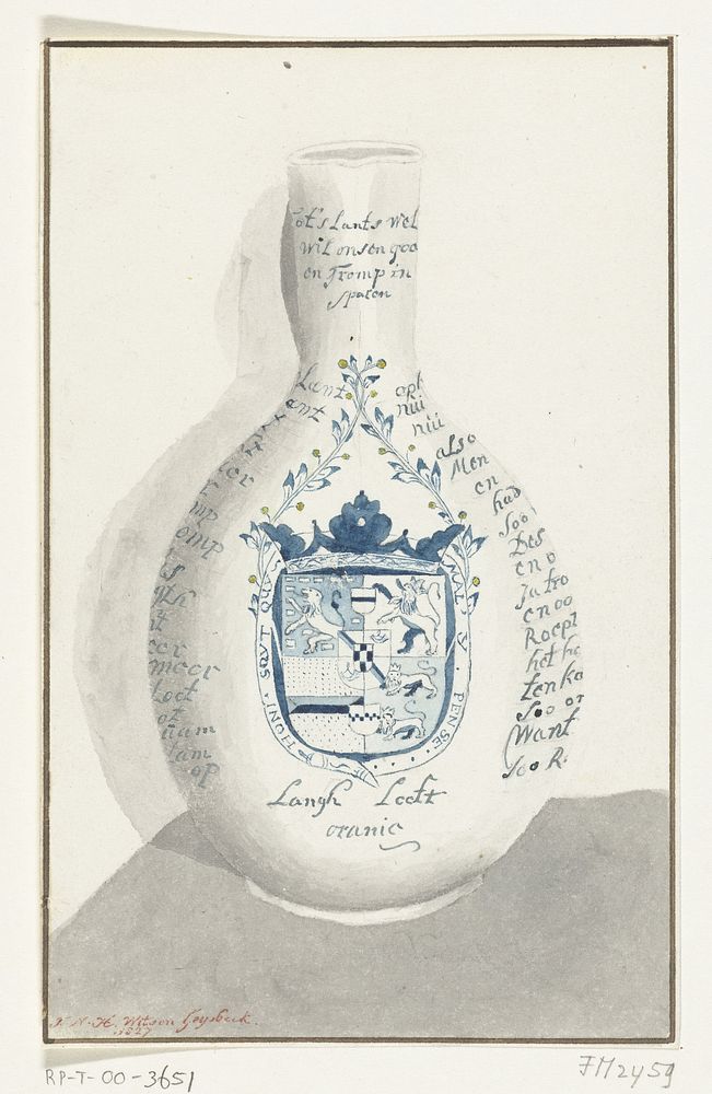 Schenkkan met een vers ter ere van Cornelis Tromp, 1673 (1827) by Frederik Nicolaas Horatius Witsen Geysbeek