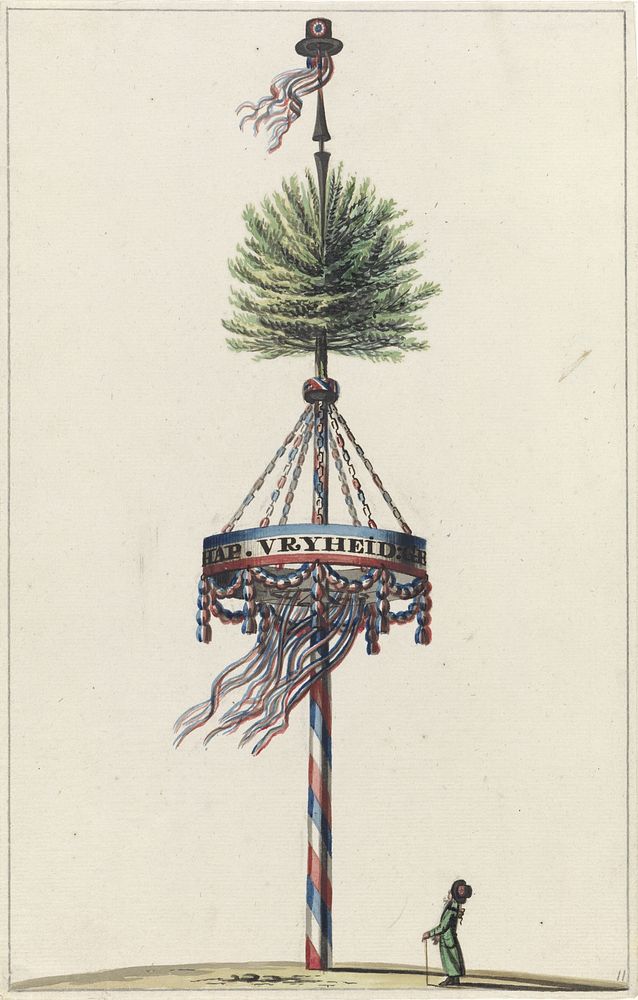 Vrijheidsboom op het Koningsplein, 1795 (1795) by anonymous