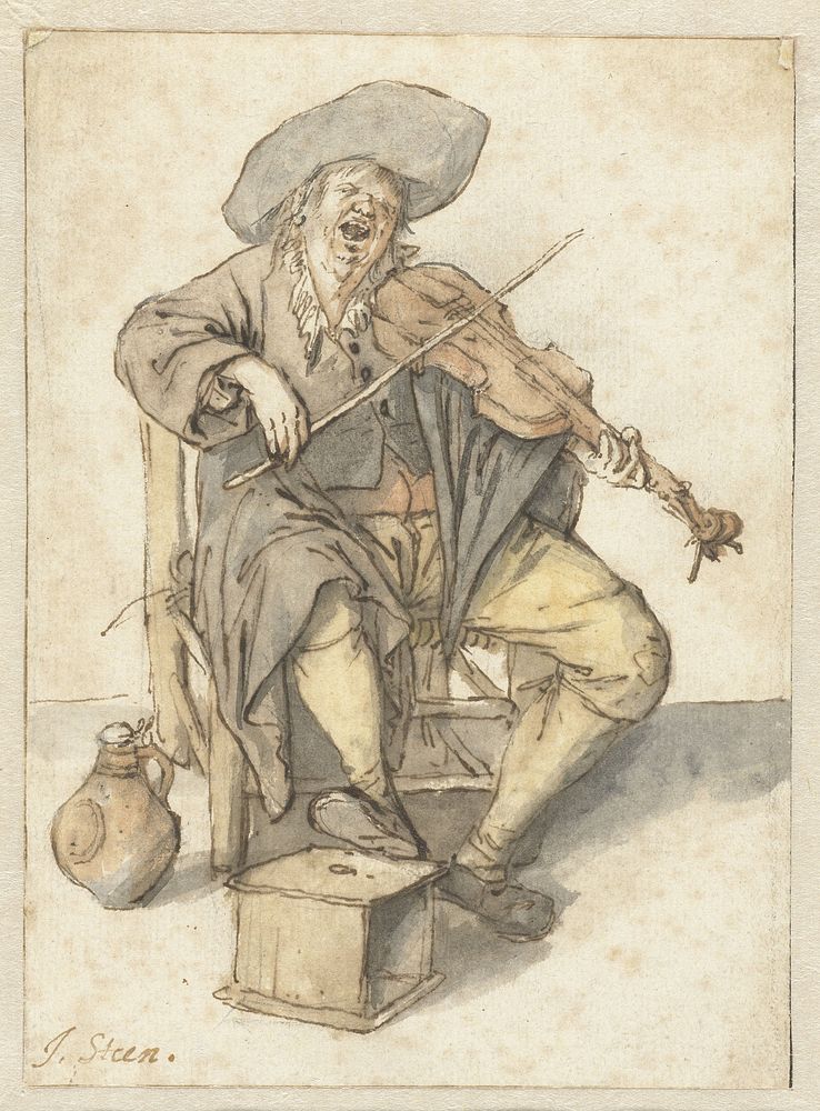Zingende vioolspeler (1636 - 1679) by Jan Havicksz Steen