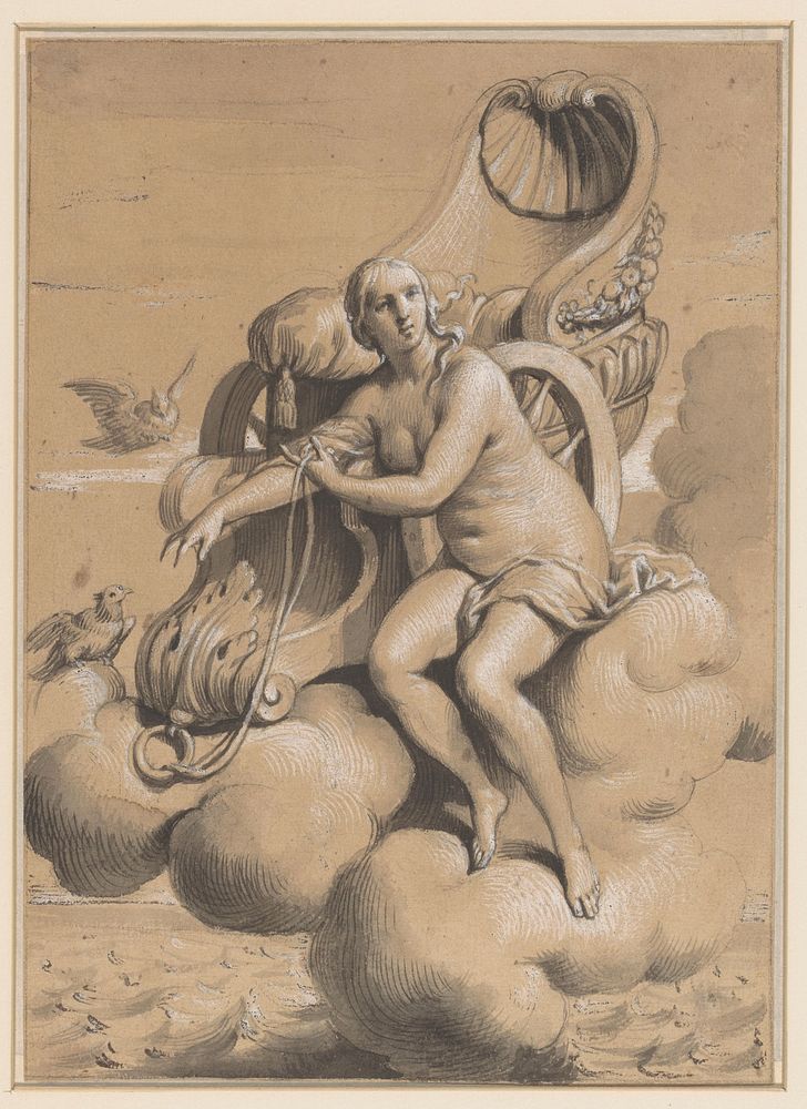 Venus naast haar wagen op de wolken gezeten (1661 - 1730) by François Verdier