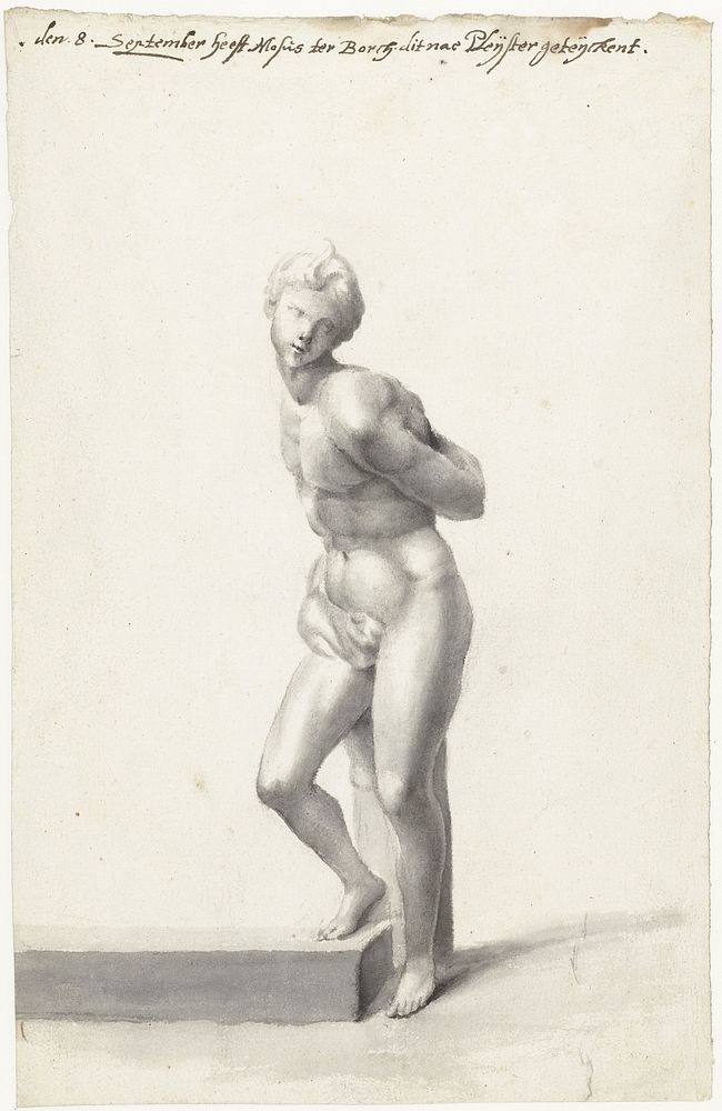 Geboeide, naakte slaafgemaakte man (1657 - 1659) by Moses ter Borch and Michelangelo