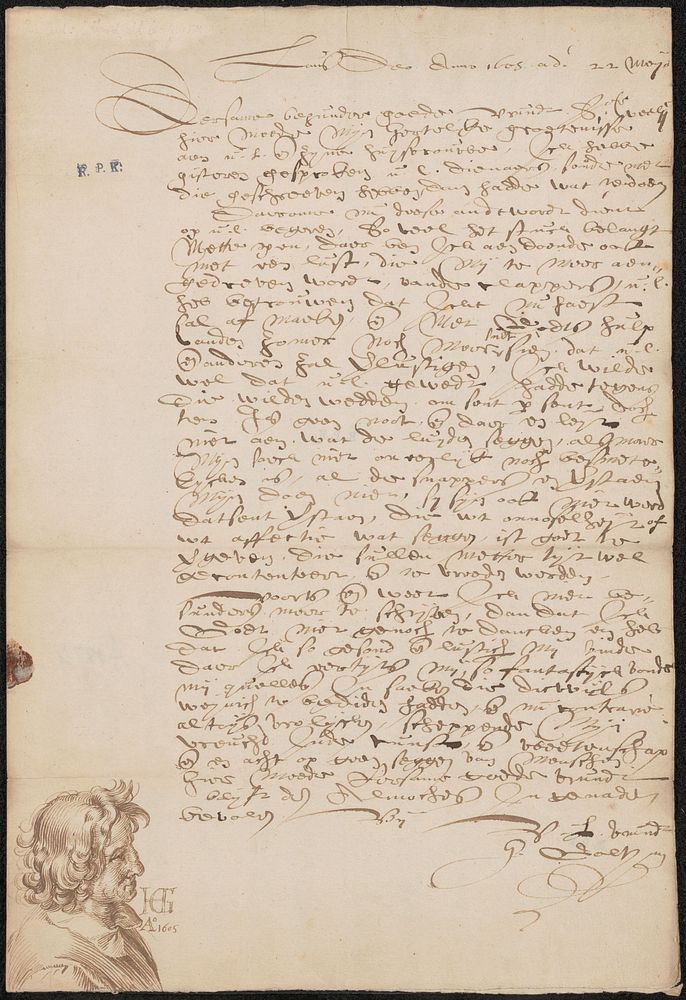 Brief aan Jan van Wely (1605) by Hendrick Goltzius and Hendrick Goltzius