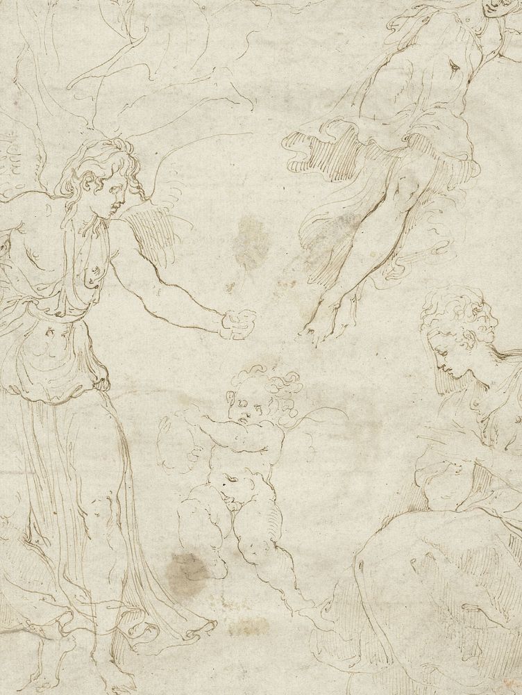 Annunciatie aan Maria en zwevende engelenfiguren (1549 - 1553) by Girolamo da Carpi