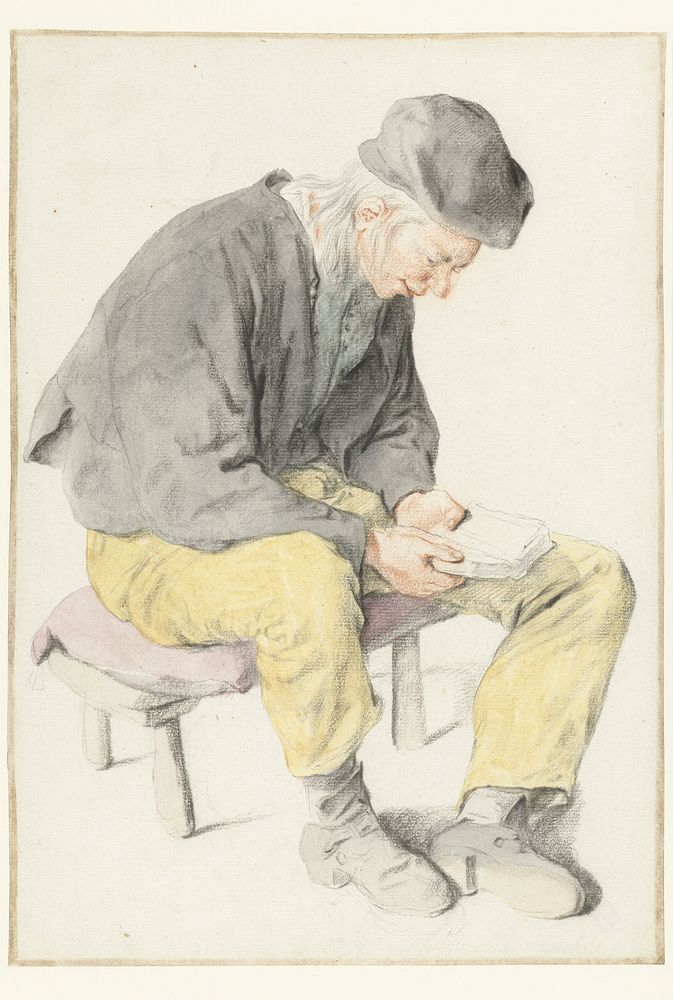Seated Man Reading, Facing Right (1690 - 1700) by Cornelis Dusart
