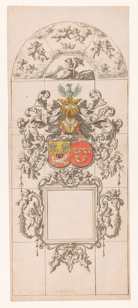 Ontwerp voor glasraam zeven in kerk te Oudshoorn (1663 - 1667) by Pieter Jansz and Jan de Bray